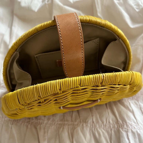 JCrew Purse Clutch Yellow Wicker Material - Picture 2 of 4